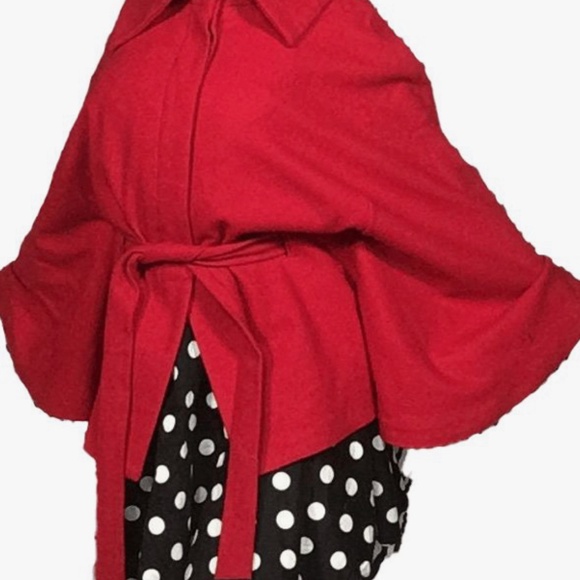 Cami Jackets & Blazers - Cami 90s Vintage Wool Blend Red Cape Coat/Jacket Chic Retro Office Size Small